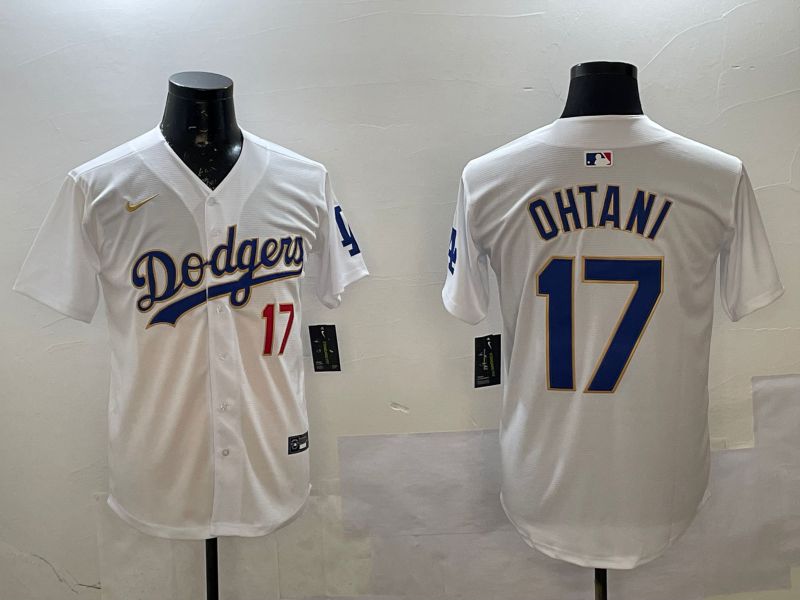 Men Los Angeles Dodgers #17 Ohtani White Gold Game 2025 Nike MLB Jersey style 0225->los angeles dodgers->MLB Jersey